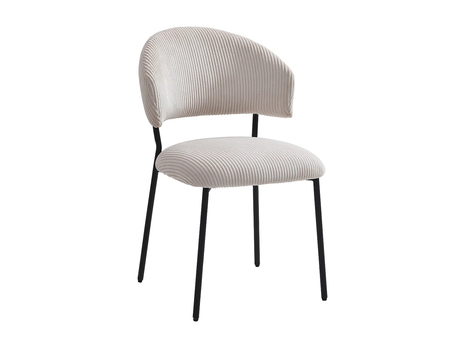 Stuhl 6er-Set - Cord & schwarzes Metall - Beige - ALAYIS