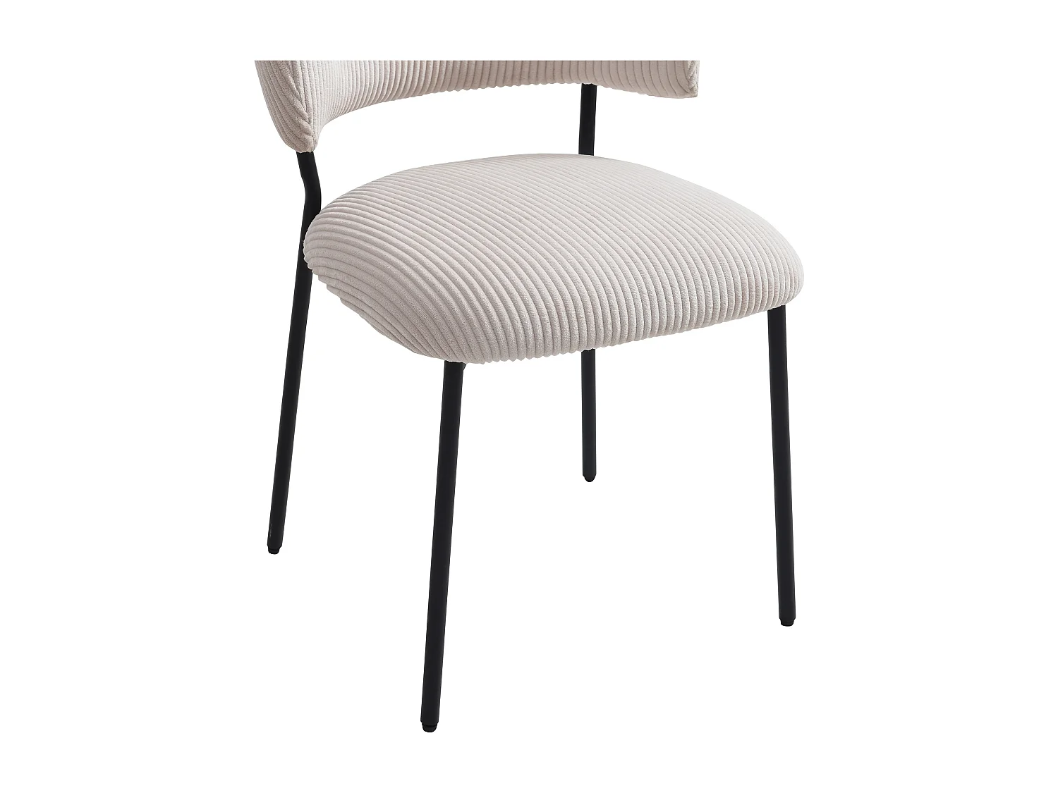 Stuhl 6er-Set - Cord & schwarzes Metall - Beige - ALAYIS