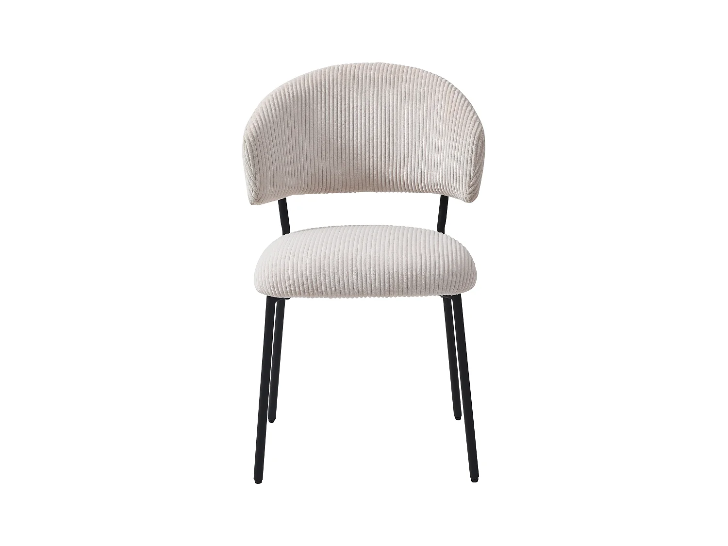 Lot de 6 chaises en velours côtelé et métal noir - Beige - ALAYIS