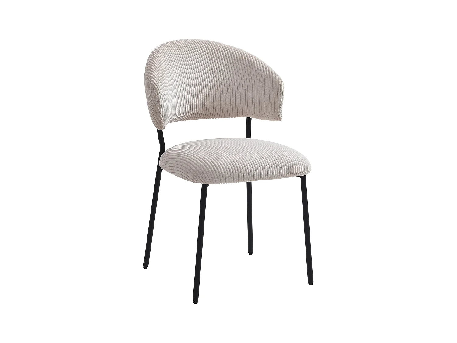 Lot de 6 chaises en velours côtelé et métal noir - Beige - ALAYIS