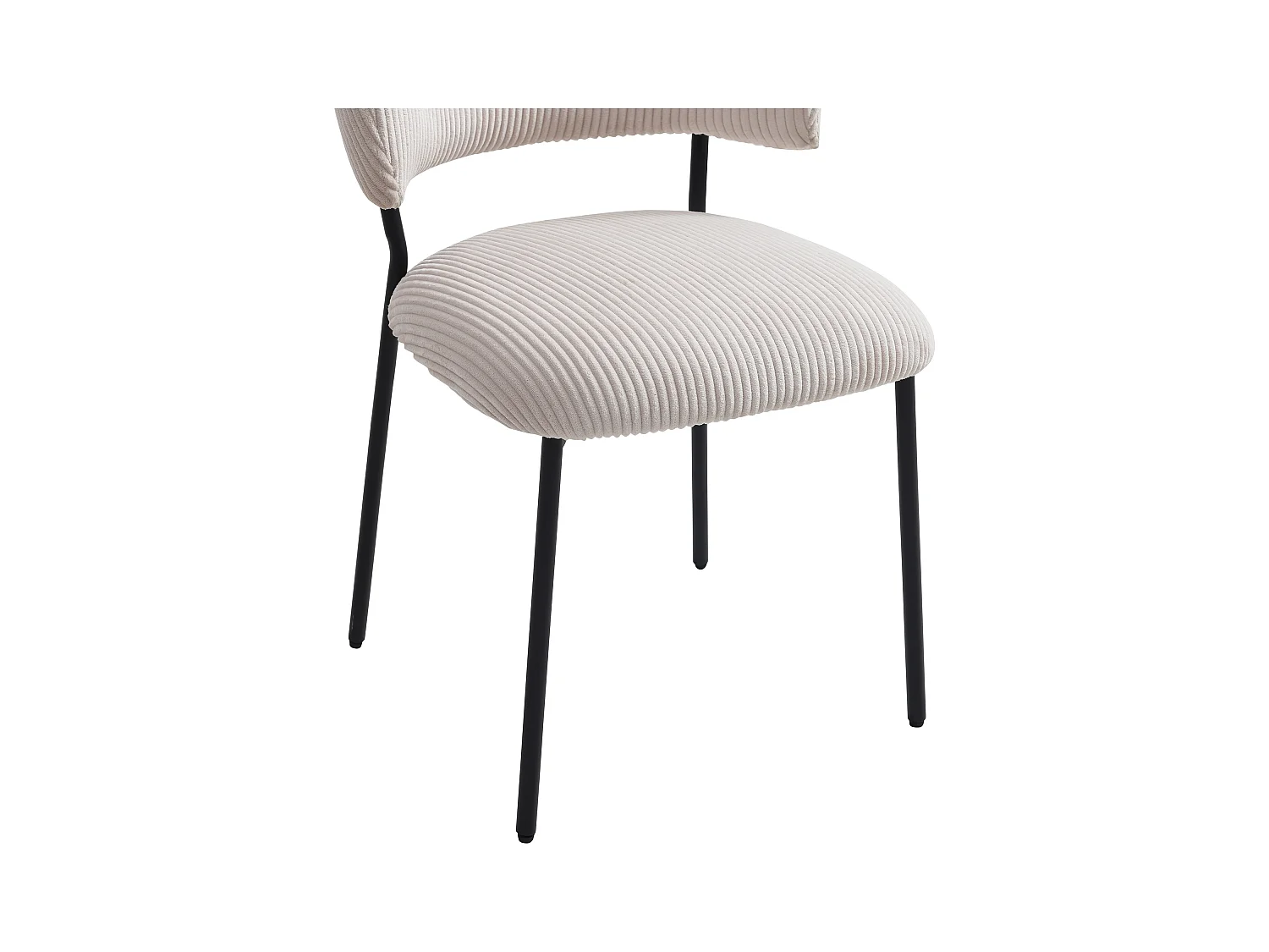 Lot de 6 chaises en velours côtelé et métal noir - Beige - ALAYIS