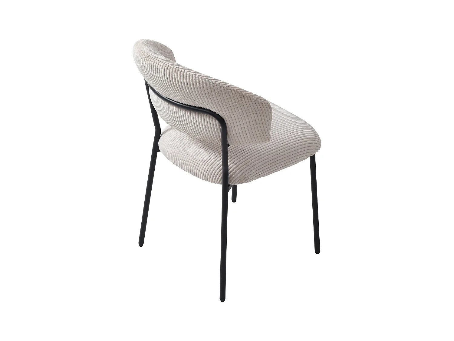 Lot de 6 chaises en velours côtelé et métal noir - Beige - ALAYIS