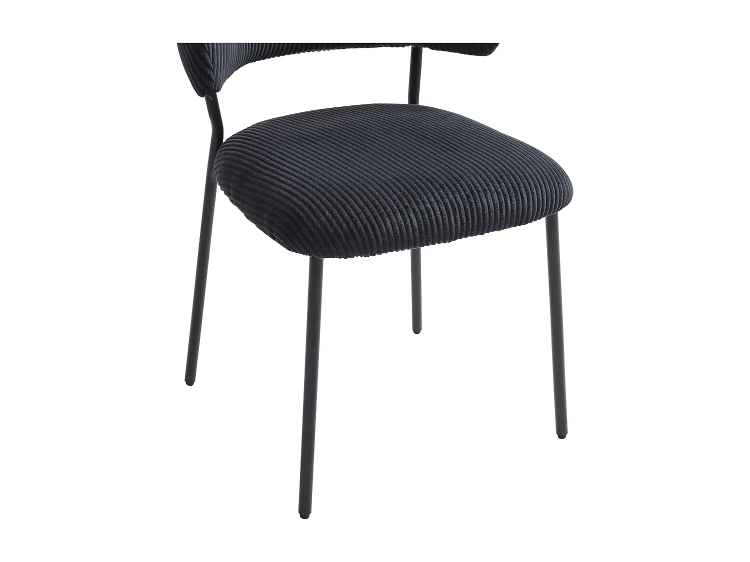 Conjunto de 6 cadeiras em veludo canelado e metal preto - ALAYIS