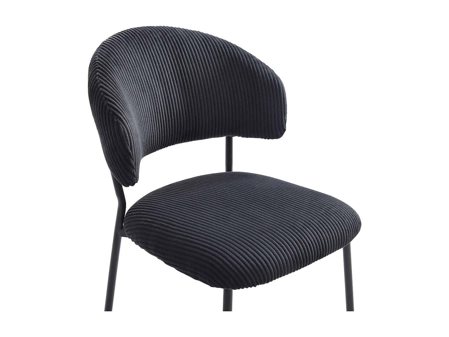 Conjunto de 6 cadeiras em veludo canelado e metal preto - ALAYIS