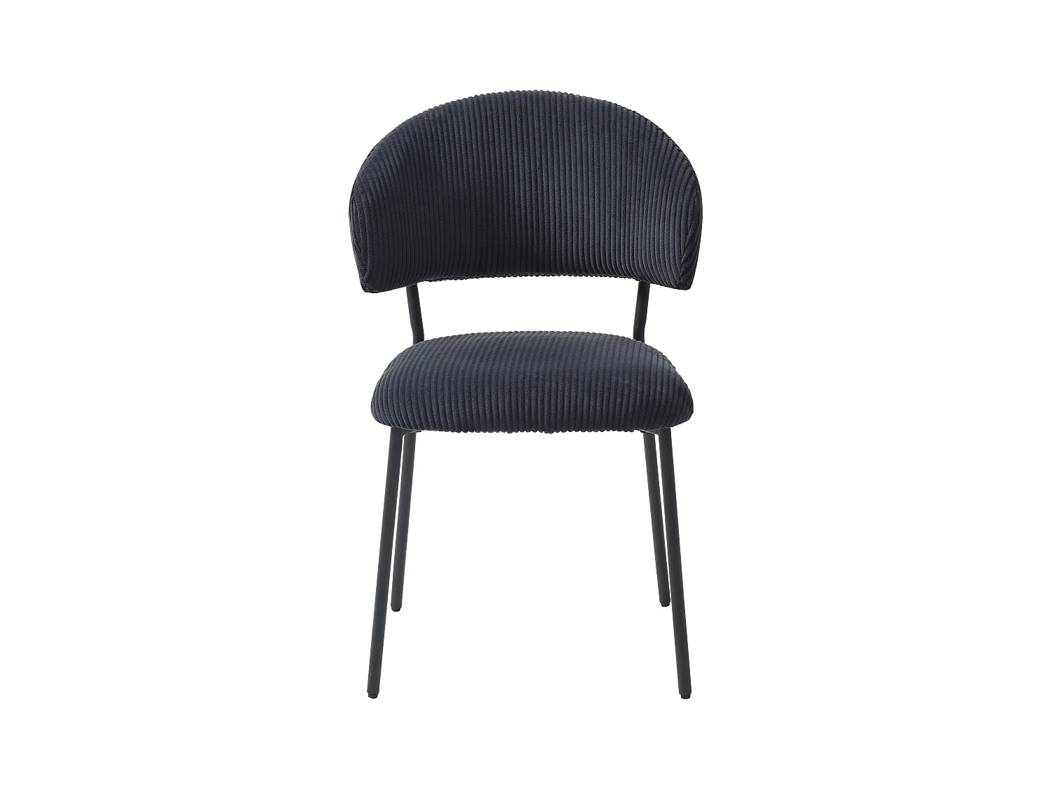 Lot de 6 chaises en velours côtelé et métal - Noir - ALAYIS