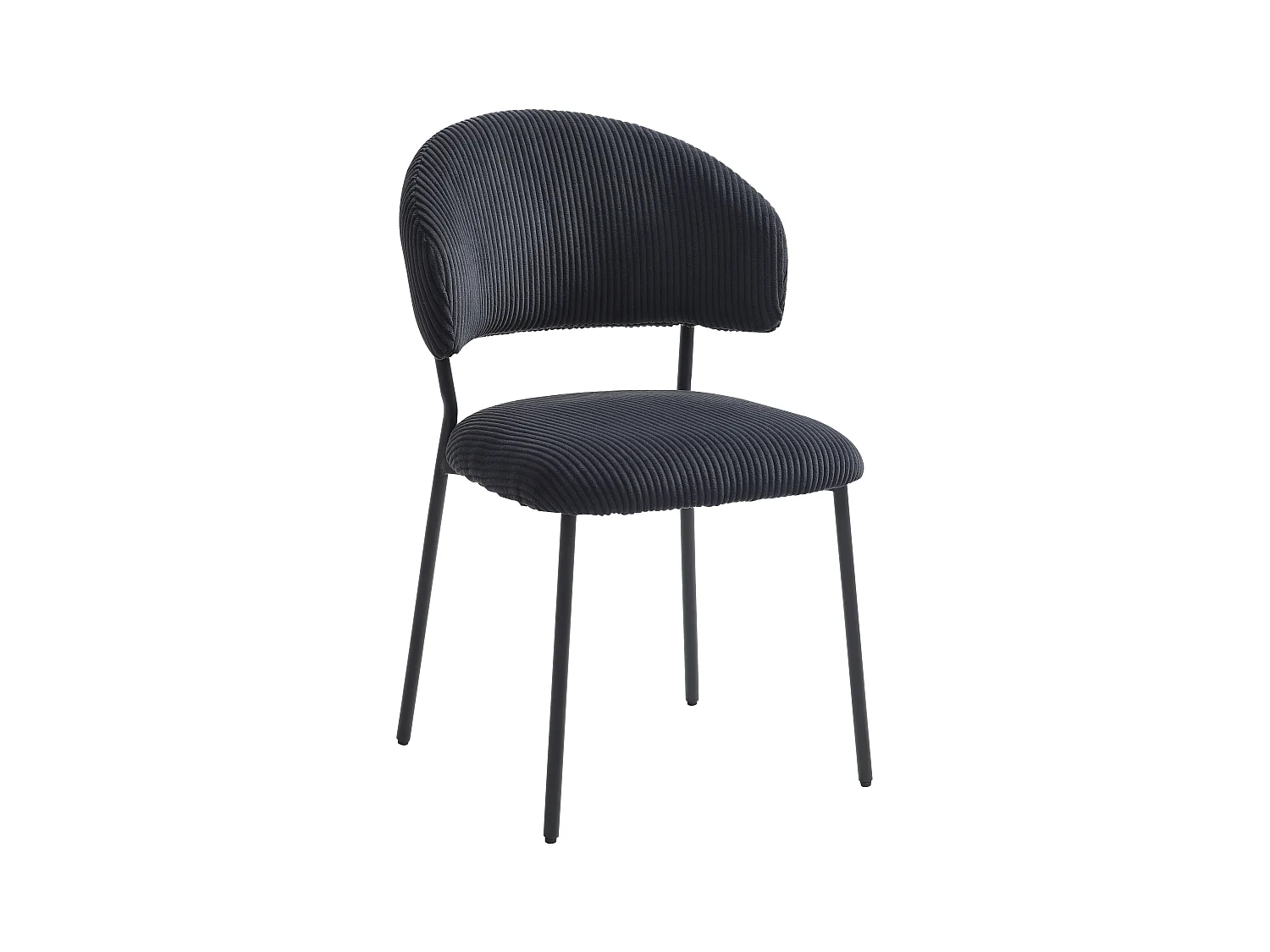 Lot de 6 chaises en velours côtelé et métal - Noir - ALAYIS