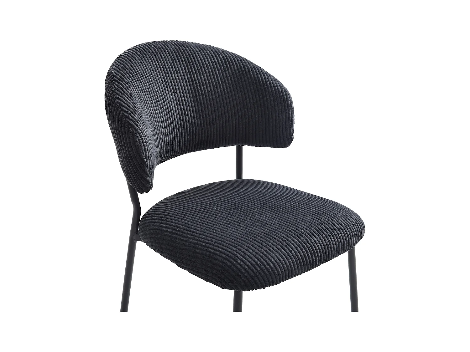 Lot de 6 chaises en velours côtelé et métal - Noir - ALAYIS