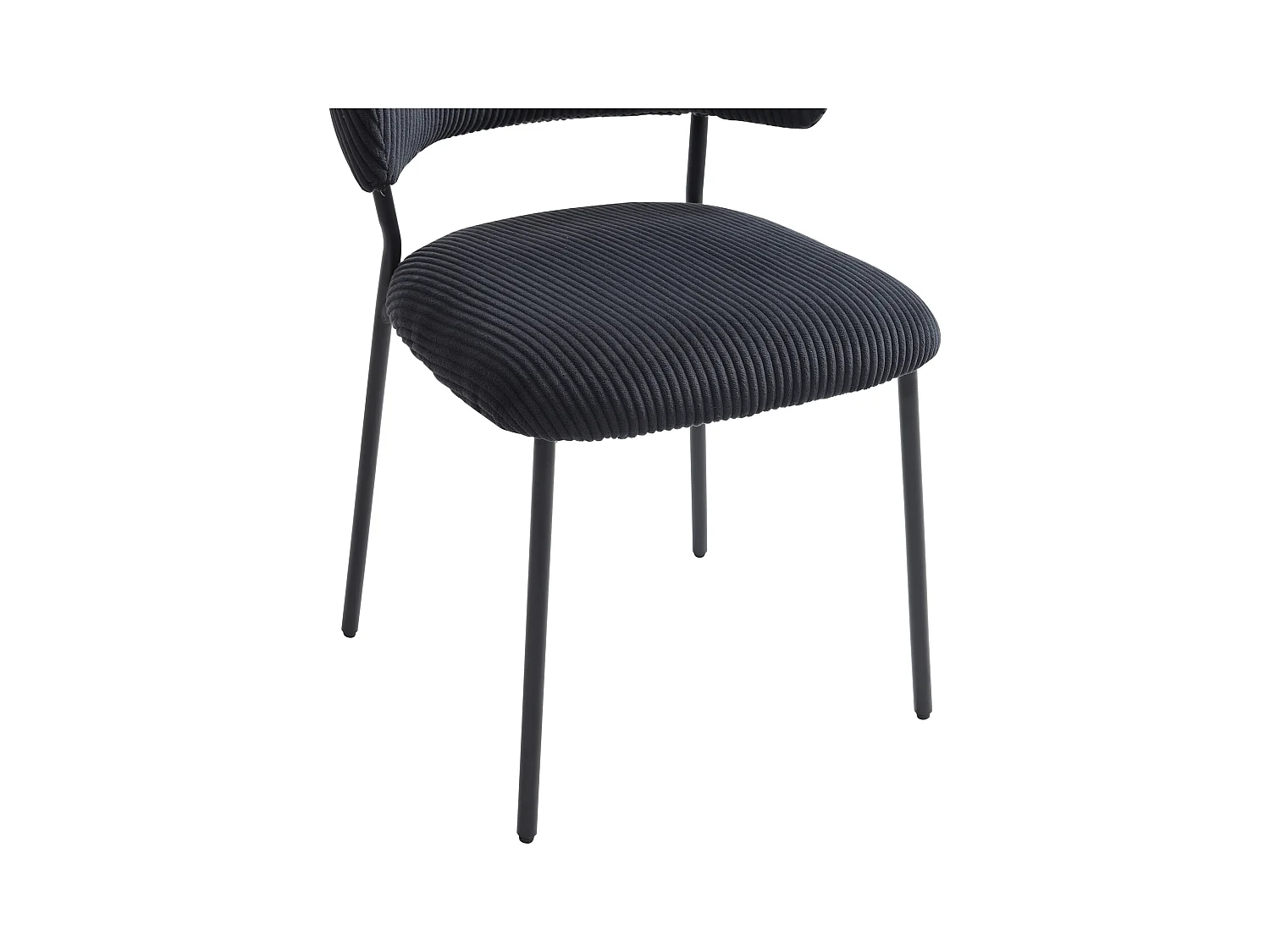 Lot de 6 chaises en velours côtelé et métal - Noir - ALAYIS