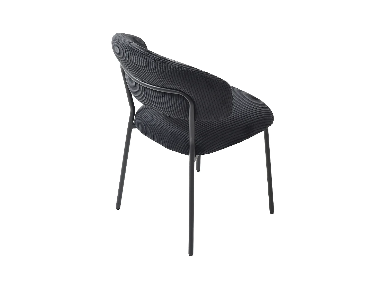 Lot de 6 chaises en velours côtelé et métal - Noir - ALAYIS