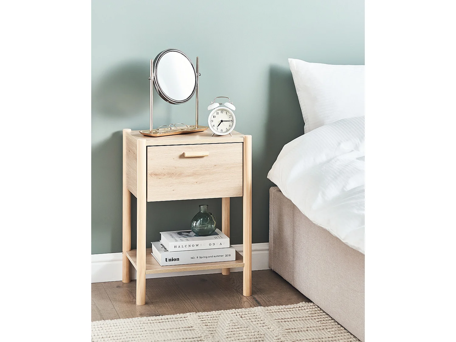 Table de nuit à 1 tiroir HOLDERVILLE Marron clair