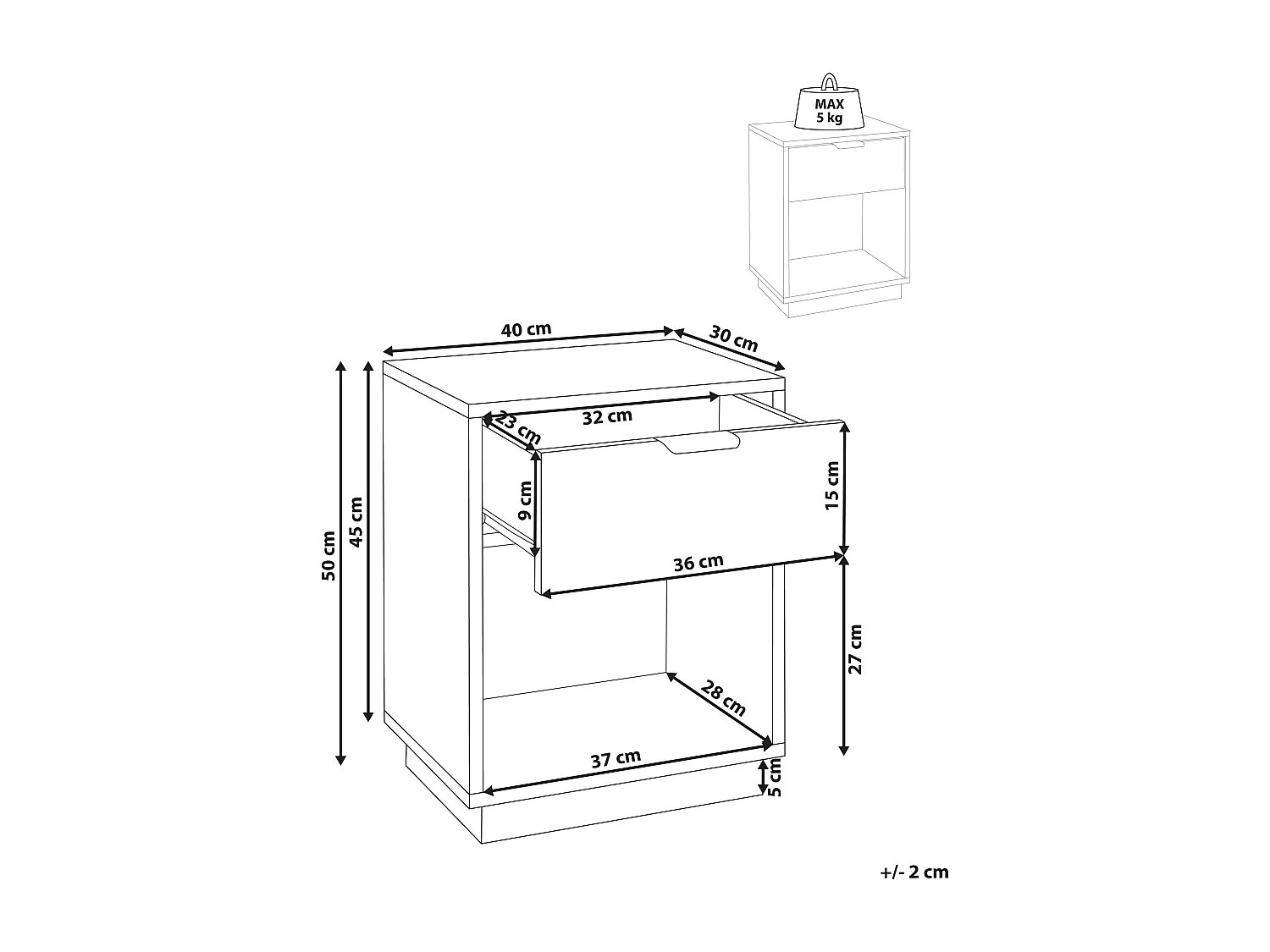 Nachttisch mit 1 Schublade SUMMERVILLE Weiss