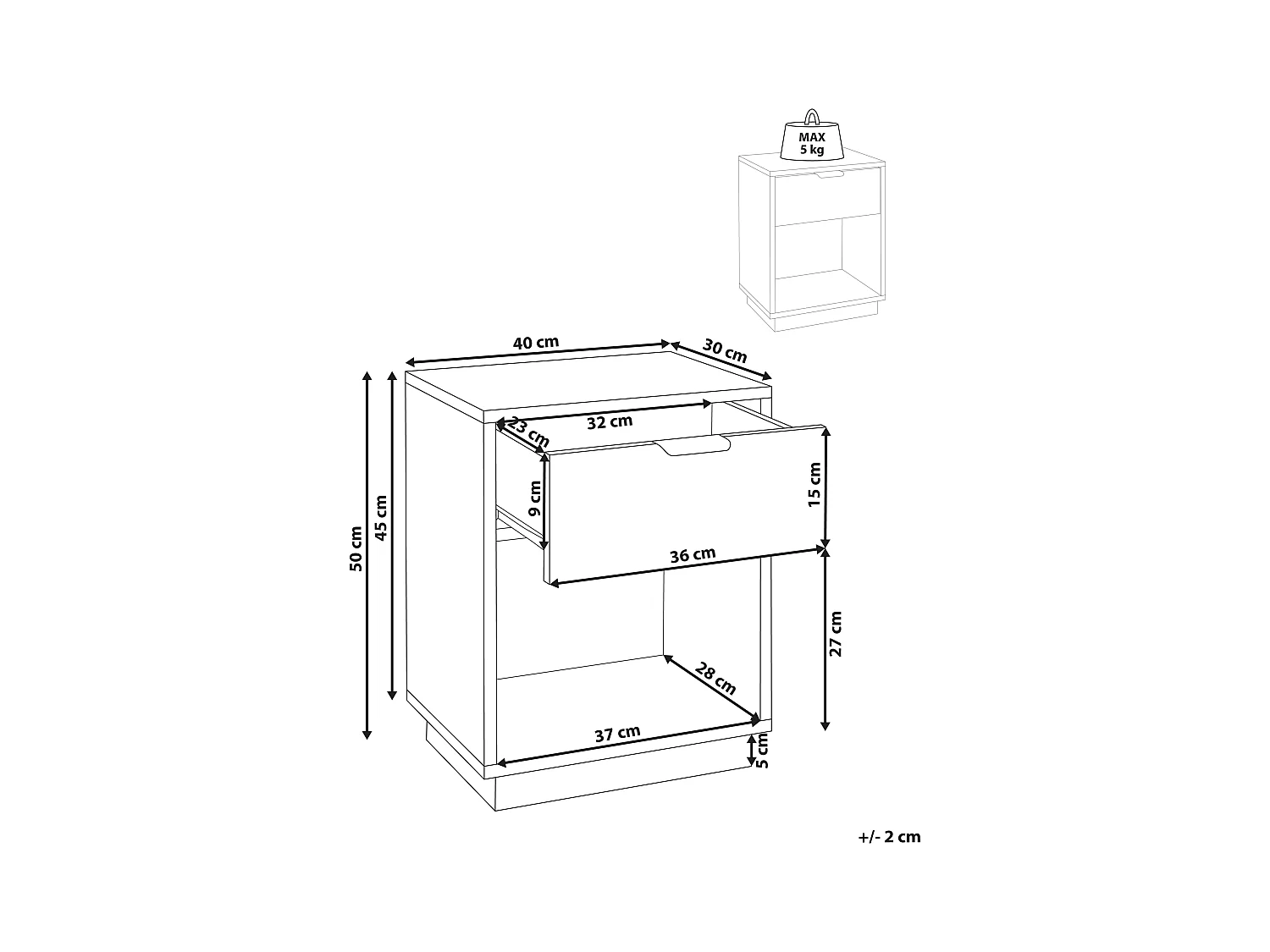 Nachttisch mit 1 Schublade SUMMERVILLE Weiss