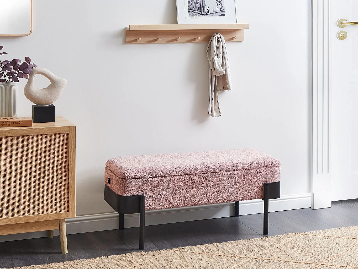 Bank met opbergruimte WARREN Chenille Roze