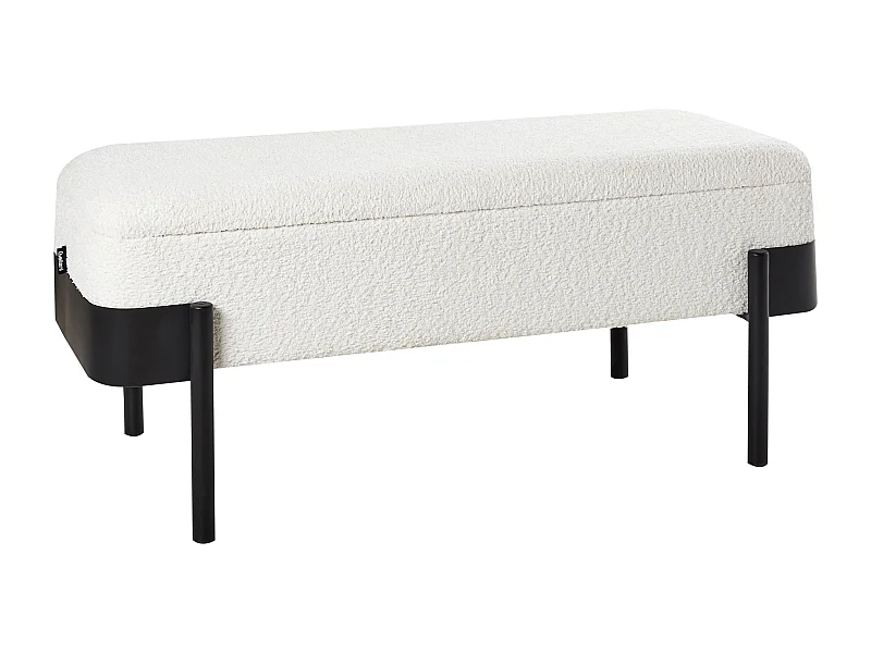 Truhenbank WARREN Chenillegewebe Cremeweiss