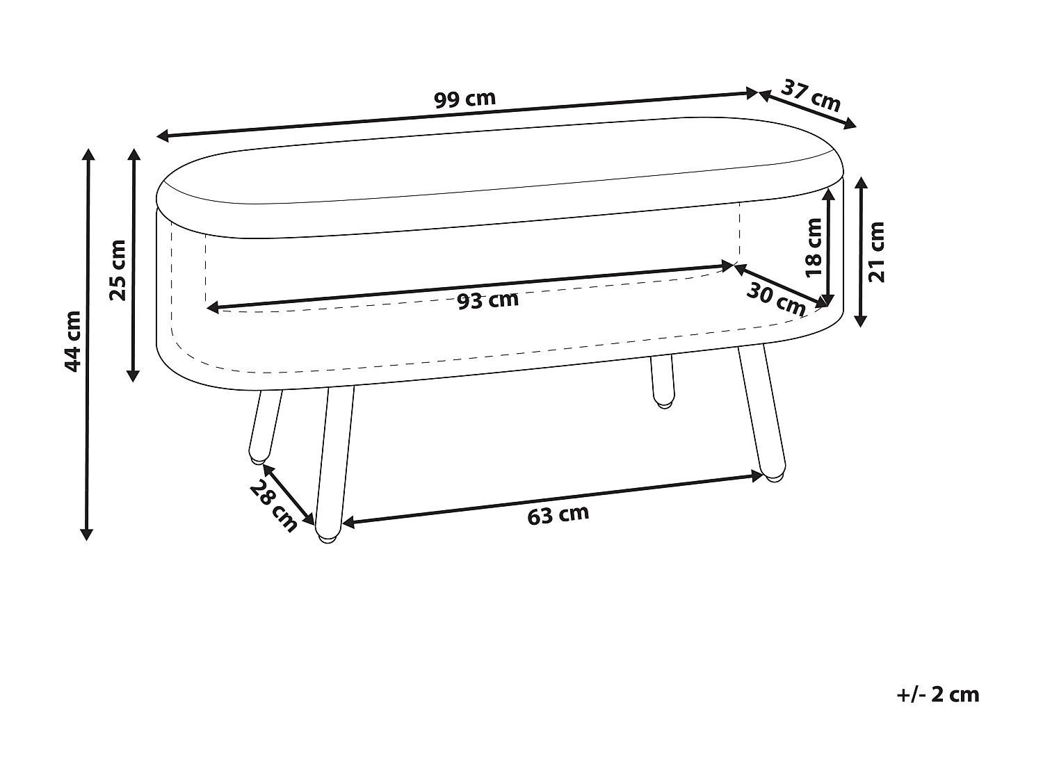 Banc de rangement OKLAHOMA Tissu chenille Marron clair