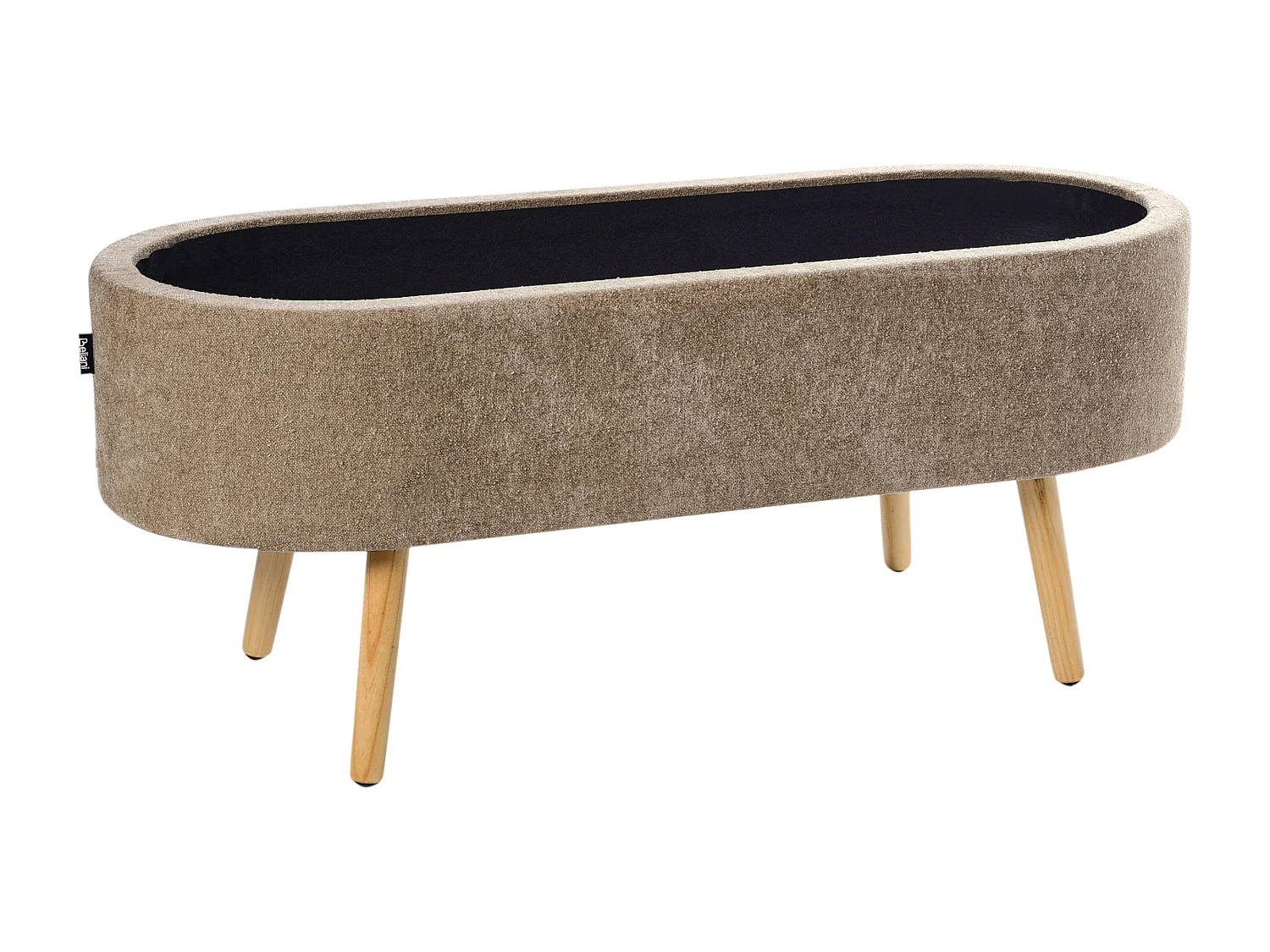 Banc de rangement OKLAHOMA Tissu chenille Marron clair