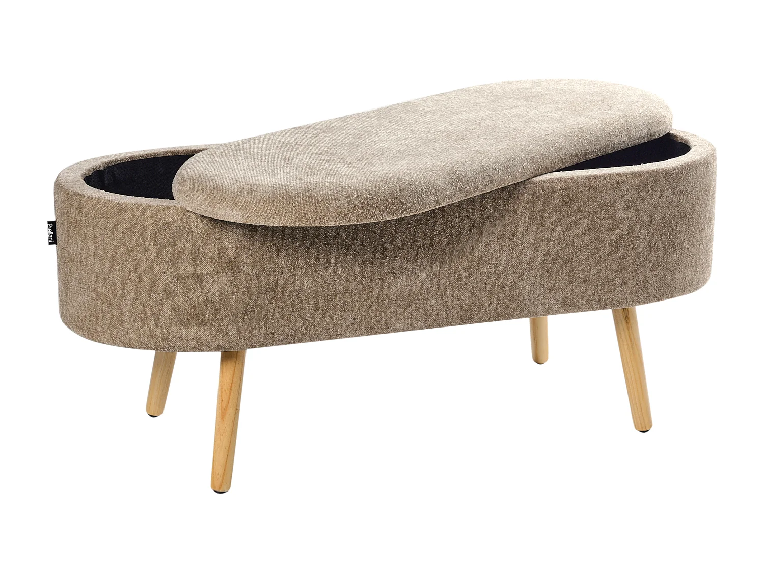 Bank met opbergruimte OKLAHOMA Chenille Lichtbruin