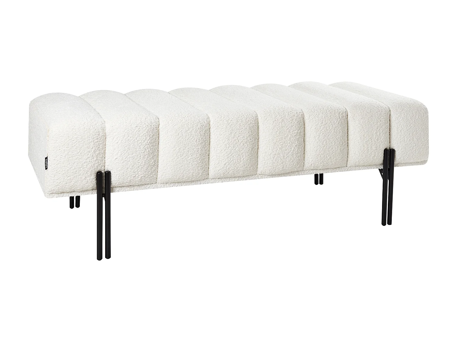 Banc CAREY Tissu chenille Blanc cassé