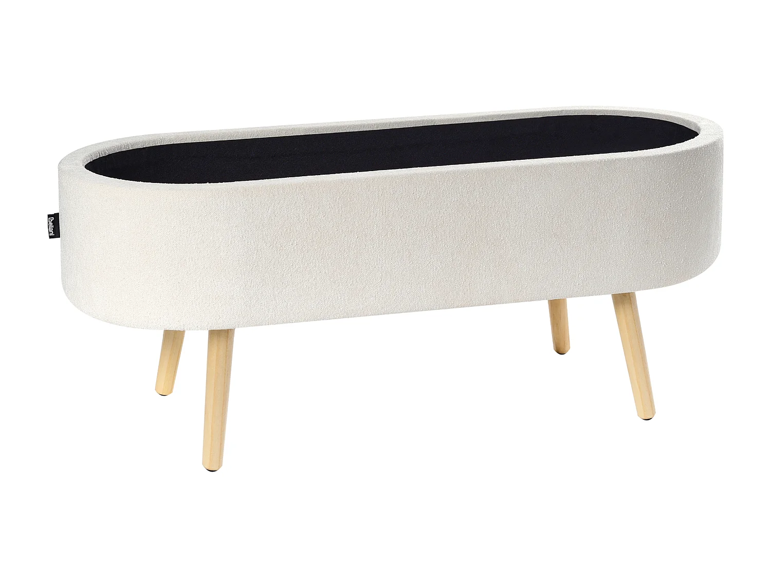 Bettbank mit Stauraum Stoff Chenillegewebe creme weiß 99 cm modern Oklahoma