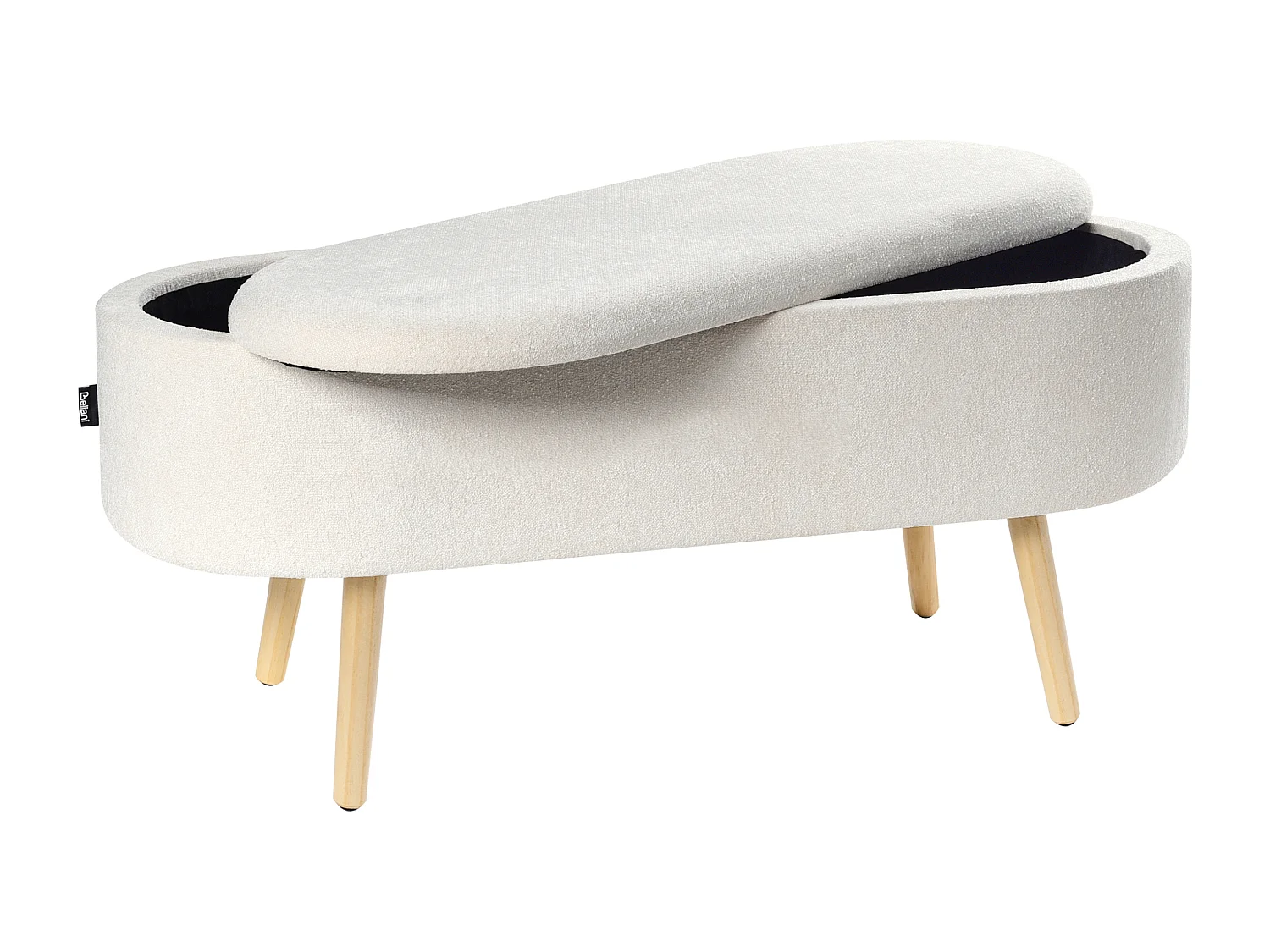 Banc de rangement en tissu blanc cassé OKLAHOMA