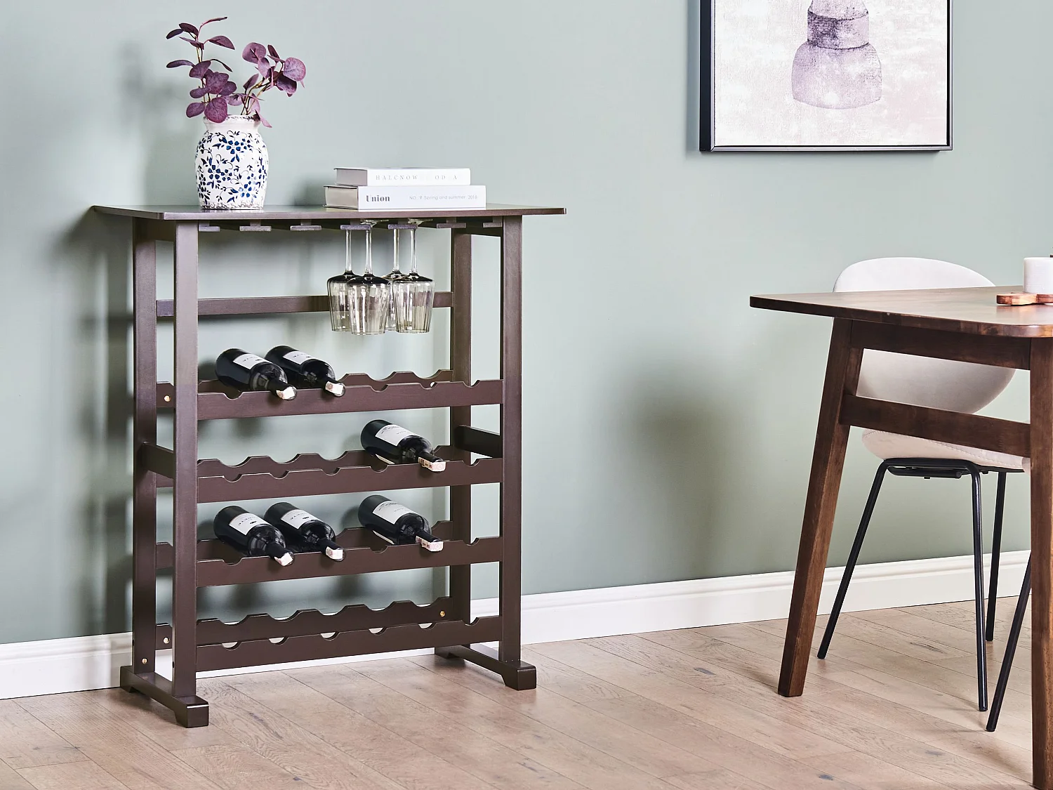 Stojak na wino ROWLEY Ciemnobrązowy