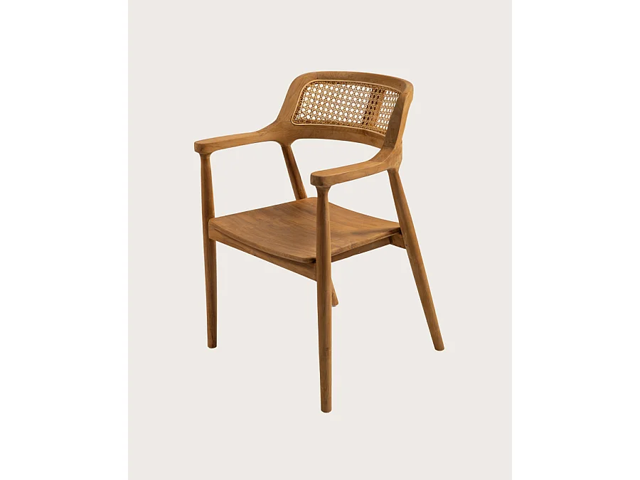 Sienne - Chaise en teck avec détail rotin