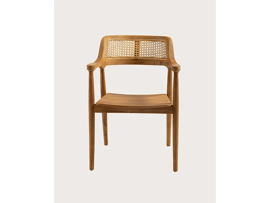 Sienne - Lot de 2 chaises en teck avec détail rotin