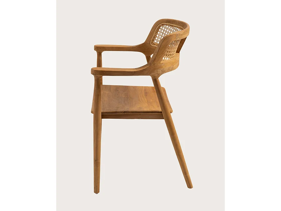 Sienne - Lot de 2 chaises en teck avec détail rotin