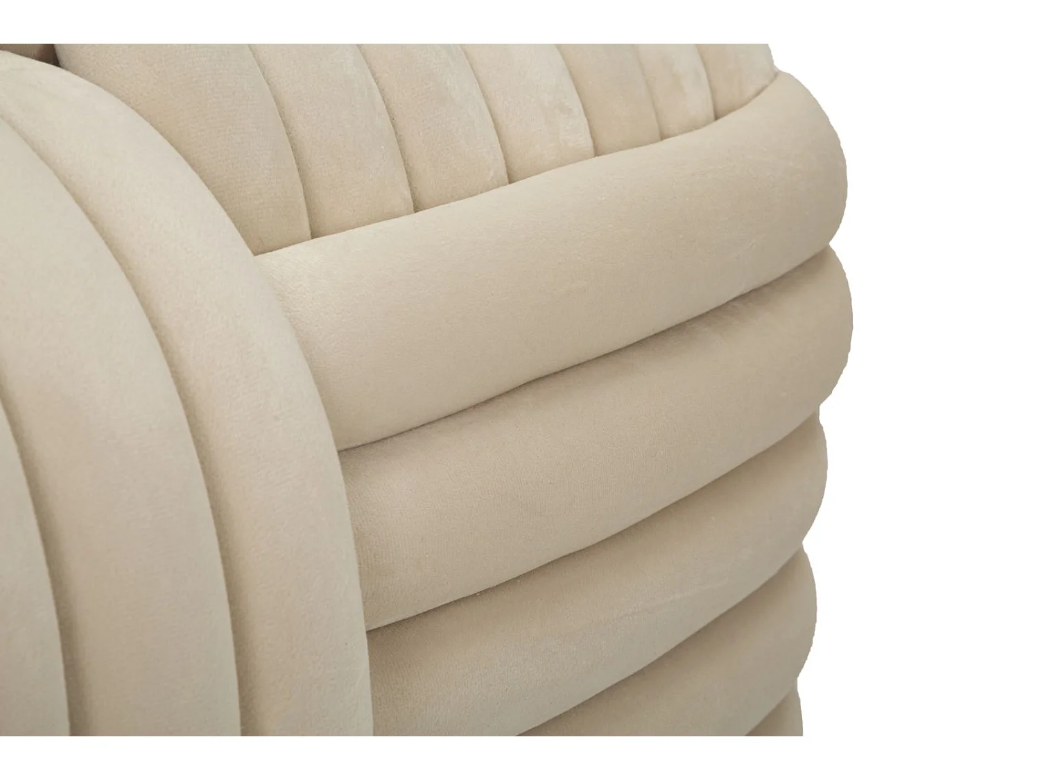 Moderner Design-Pouf aus Samt, geflochten, 90x45x45cm, Softy - Creme