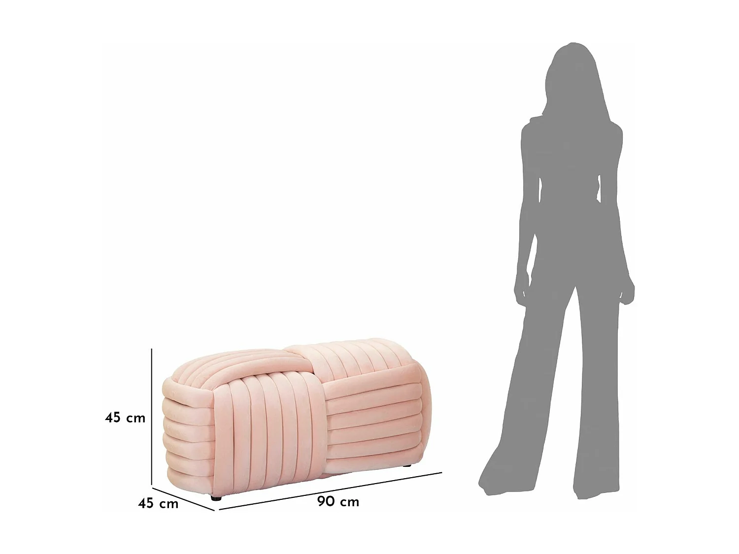 Banc Design en Velours "Softy" 90cm Rose