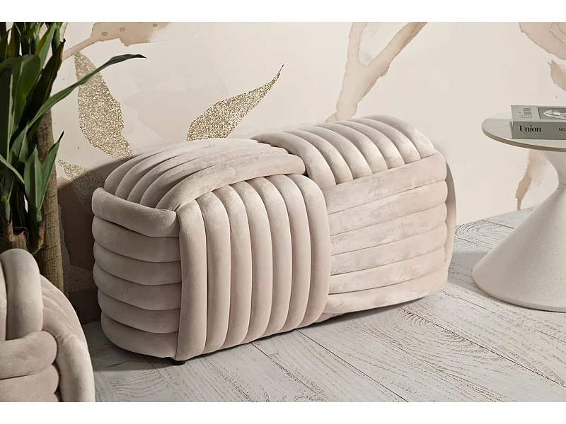 Banc Design en Velours "Softy" 90cm Rose