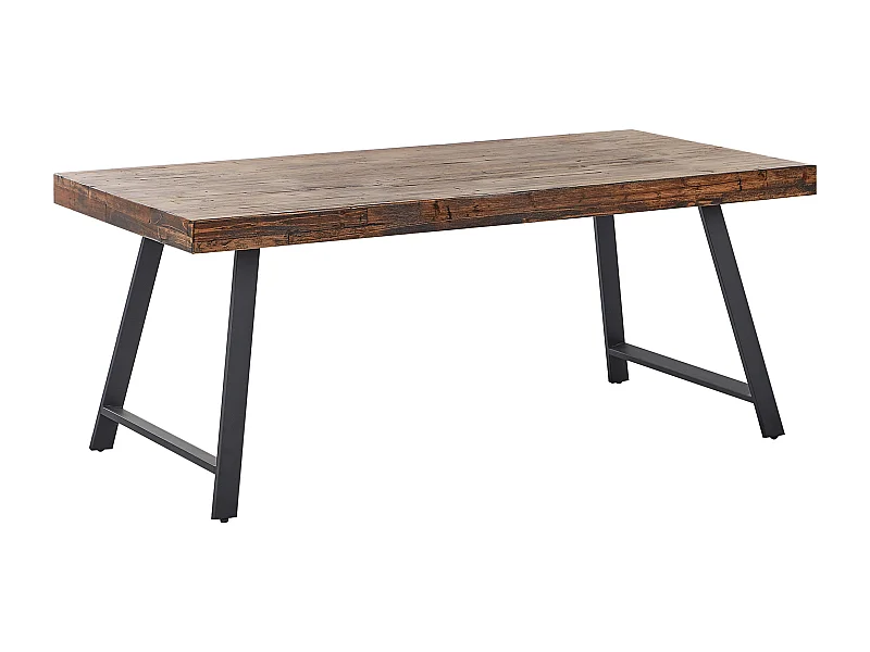 Esstisch Kiefernholz dunkler Holzfarbton 180 x 90 cm schwarze Metallbeine Warton