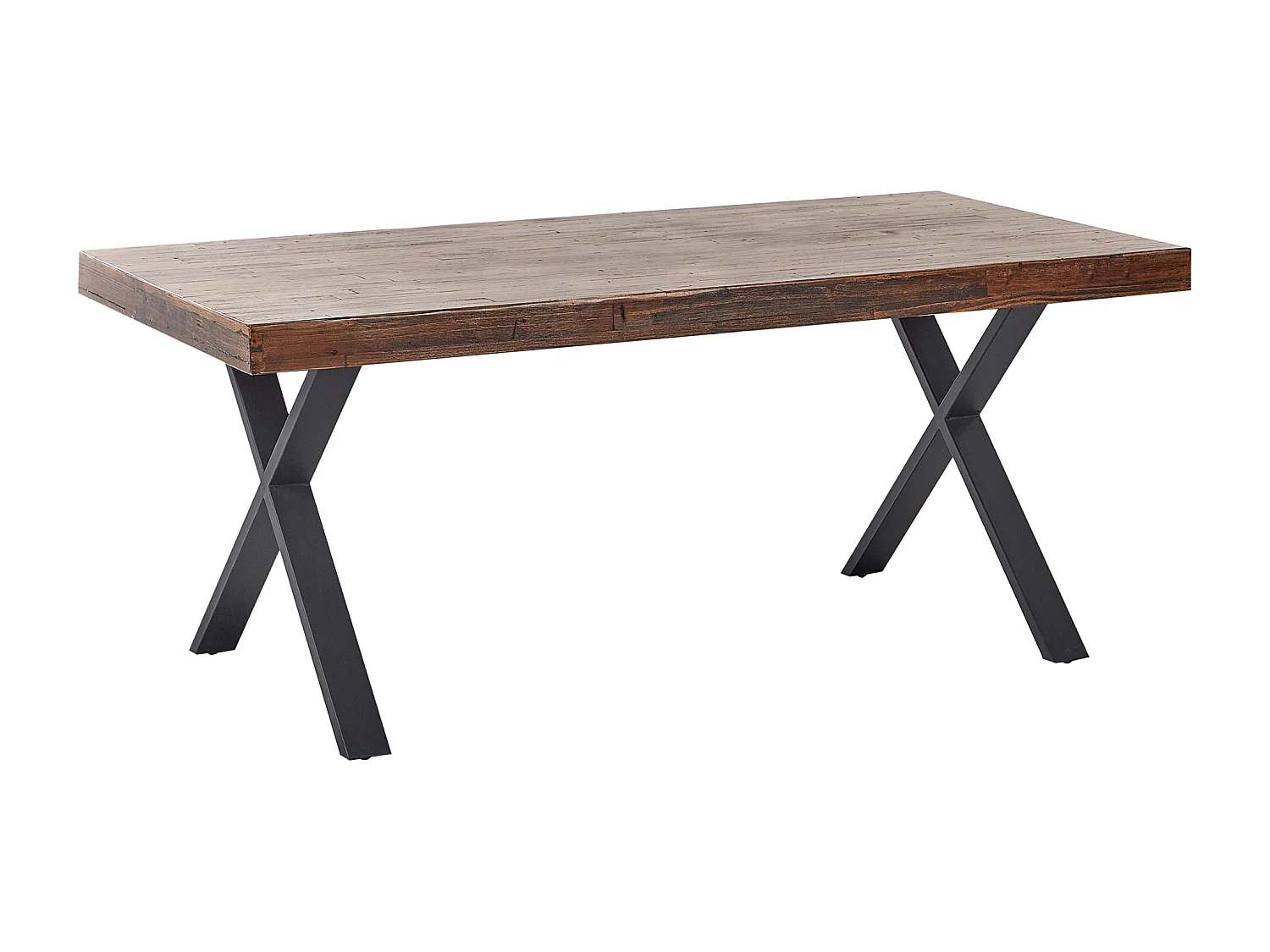 Esstisch Kiefernholz dunkler Holzfarbton 180 x 90 cm schwarze Metallbeine Clifton