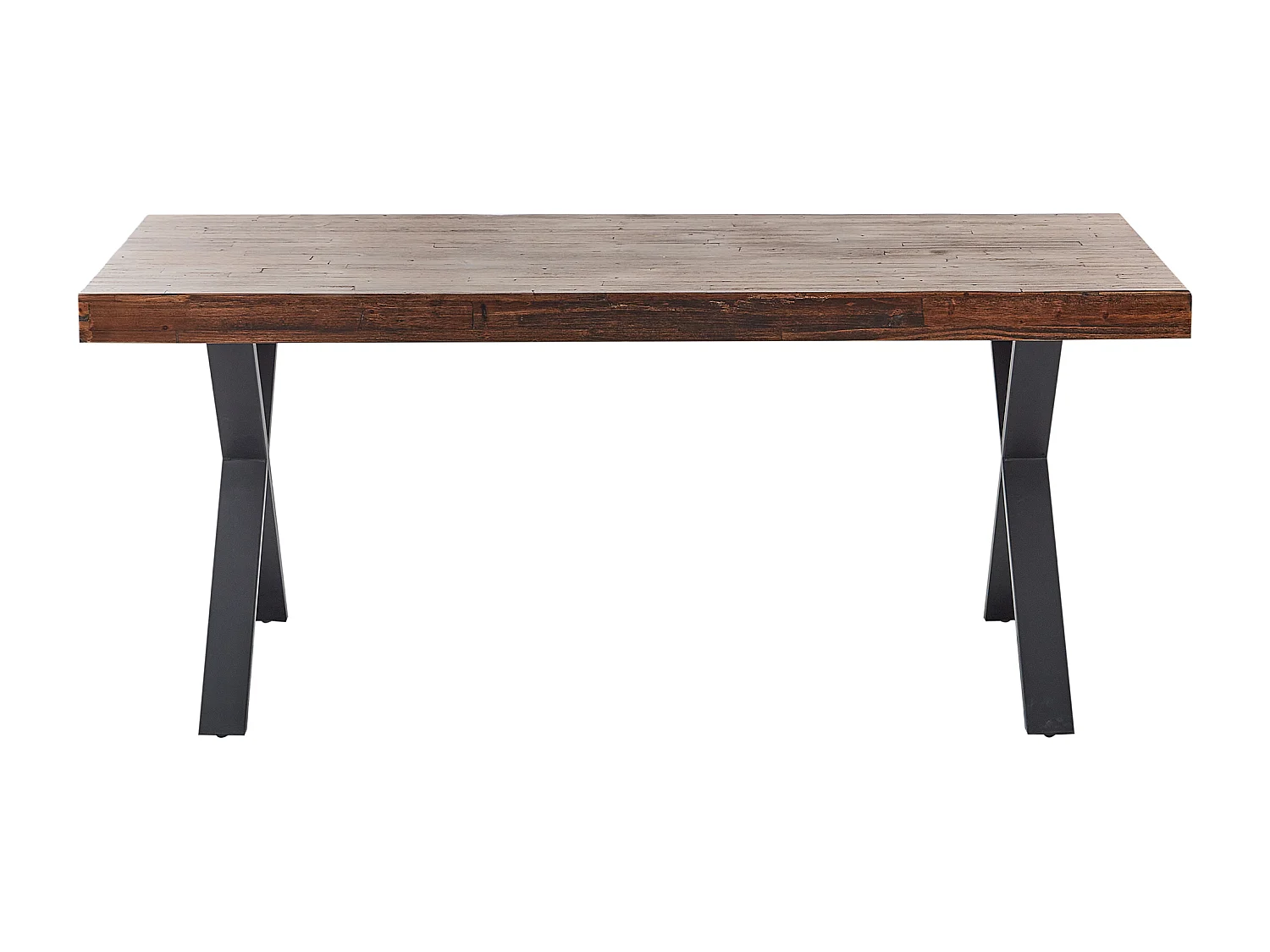 Esstisch Kiefernholz dunkler Holzfarbton 180 x 90 cm schwarze Metallbeine Clifton