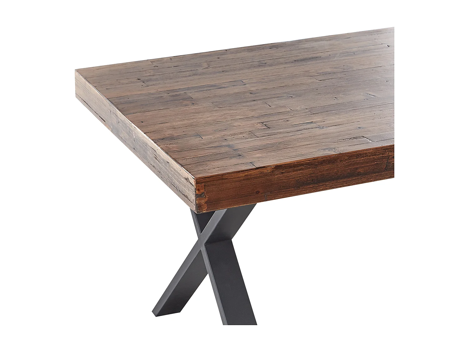 Esstisch Kiefernholz dunkler Holzfarbton 180 x 90 cm schwarze Metallbeine Clifton