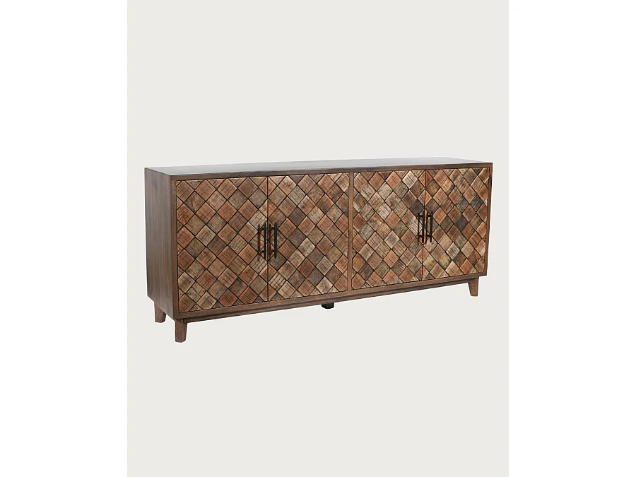 Argylle - Buffet bas en bois massif avec motif métal
