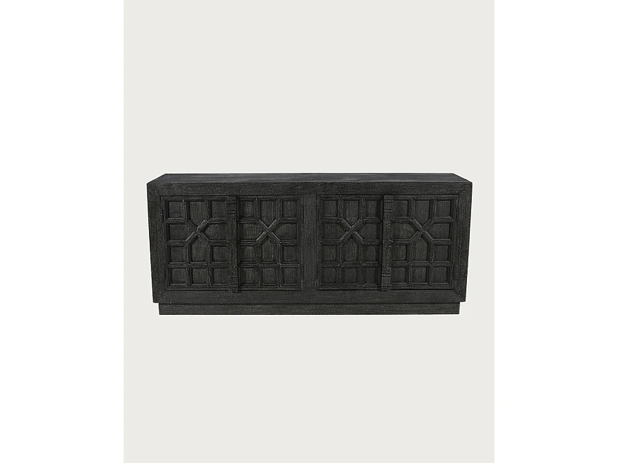 Zaraya - Buffet bas sculpté en bois massif de manguier 185 cm