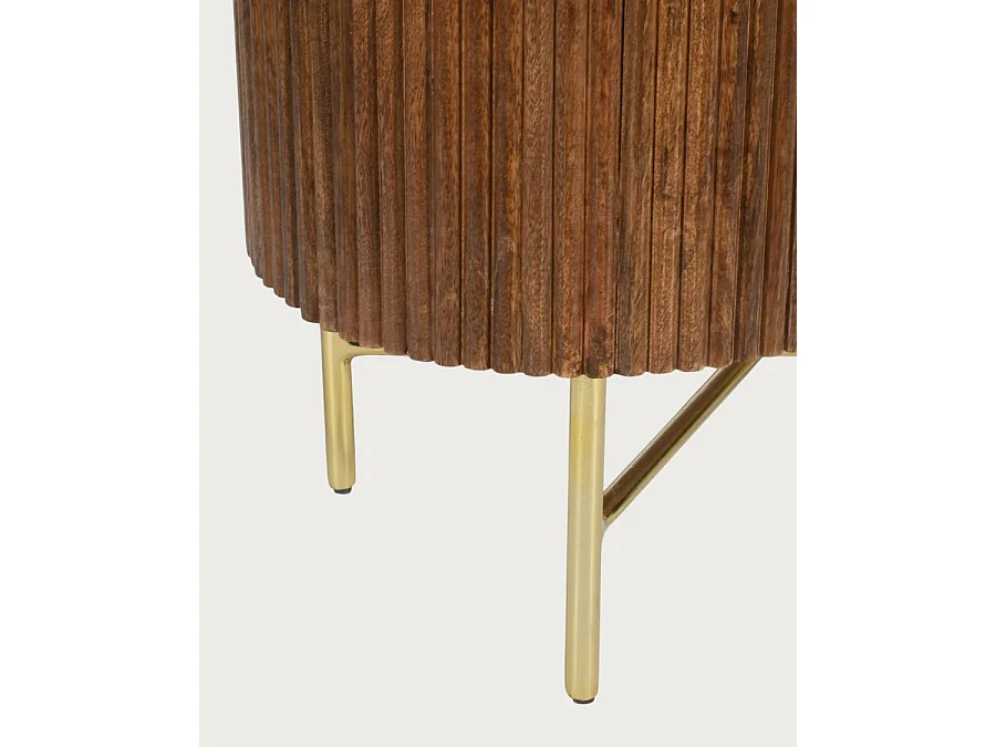 Céline - Buffet 2 portes en bois massif de manguier et marbre blanc 65 cm