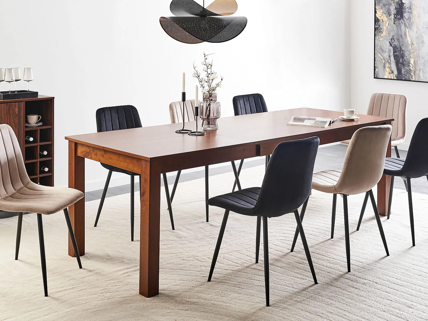 Esstisch ausziehbar dunkler Holzfarbton 160/240 x 90 cm mit Holzbeinen Madura