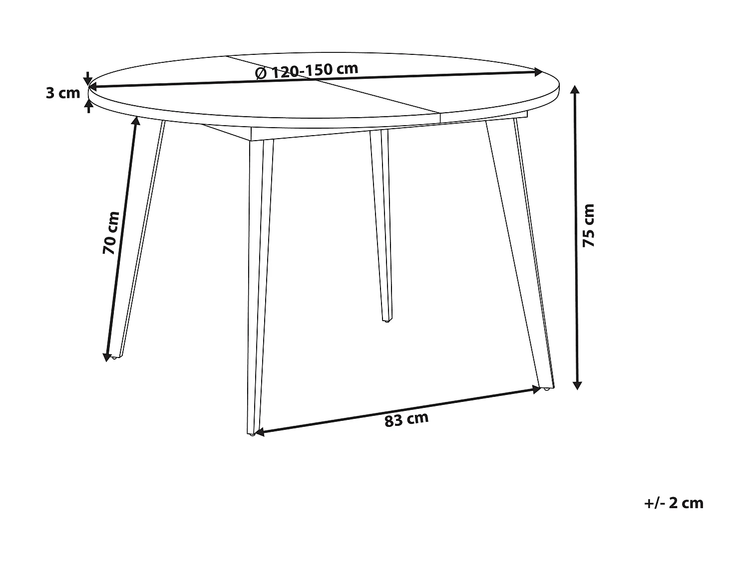 Mesa de jantar extensível BOVINA Castanho escuro 120/150 cm 120 cm
