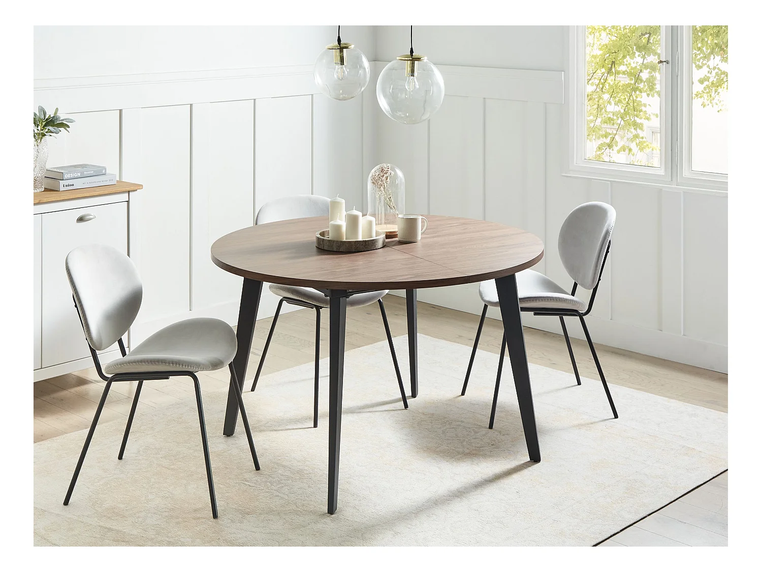 Table de salle à manger extensible BOVINA Marron foncé 120/150 cm 120 cm