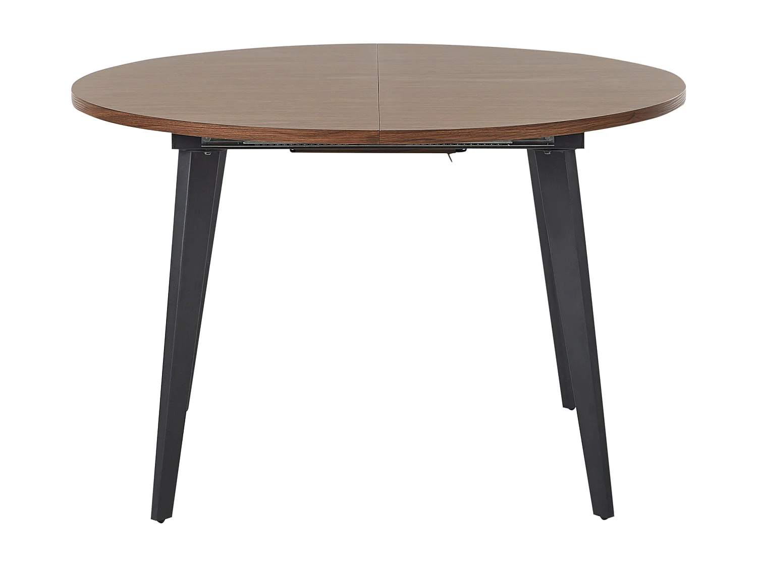 Ausziehbarer Esstisch MDF dunkler Holzfarbton mit schwarzen Metallbeinen Bovina