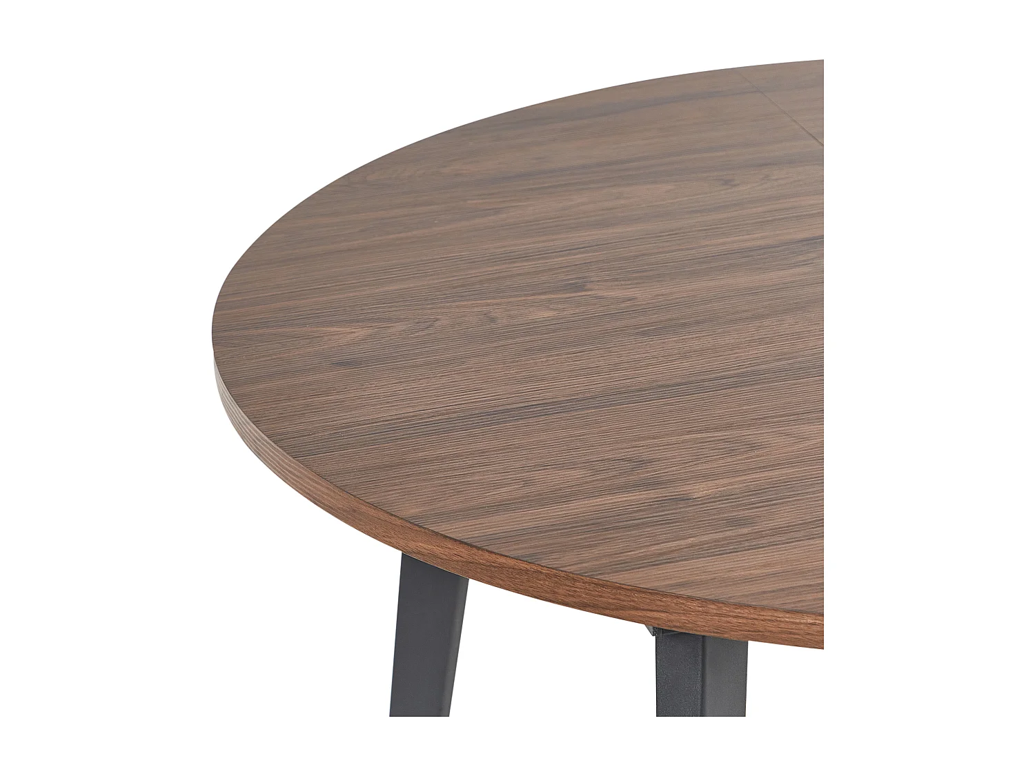 Ausziehbarer Esstisch MDF dunkler Holzfarbton mit schwarzen Metallbeinen Bovina