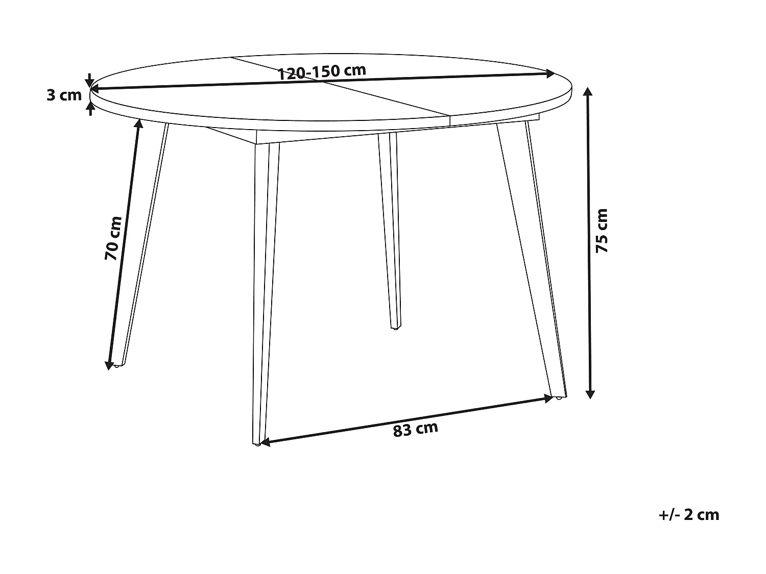 Eettafel uitschuifbaar BOVINA Donkerbruin 120/150 cm 120 cm