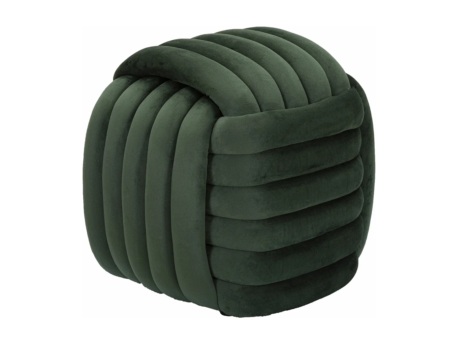 Pouf intrecciato in velluto verde cm 45x45x45