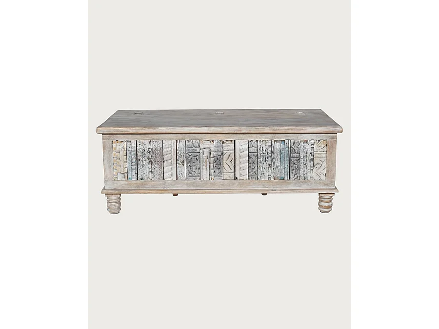 Viva - Coffre en bois massif sculpté 120 cm