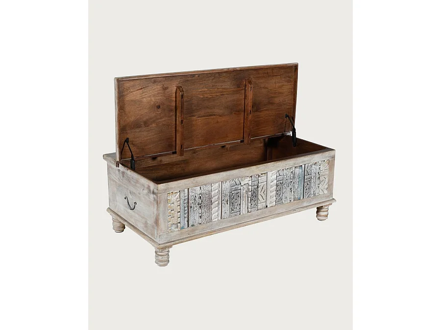 Viva - Coffre en bois massif sculpté 120 cm