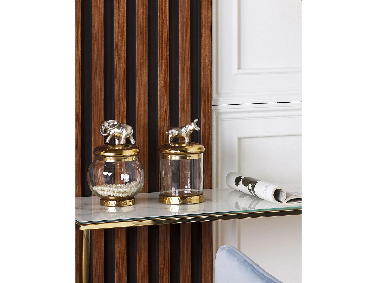 Set van 2 sieradendoosjes LAKI Glas Goud