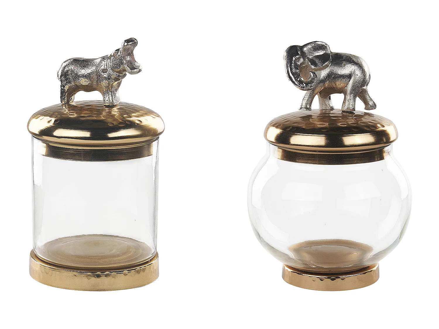 Lot de 2 boîtes de rangement LAKI Verre Doré