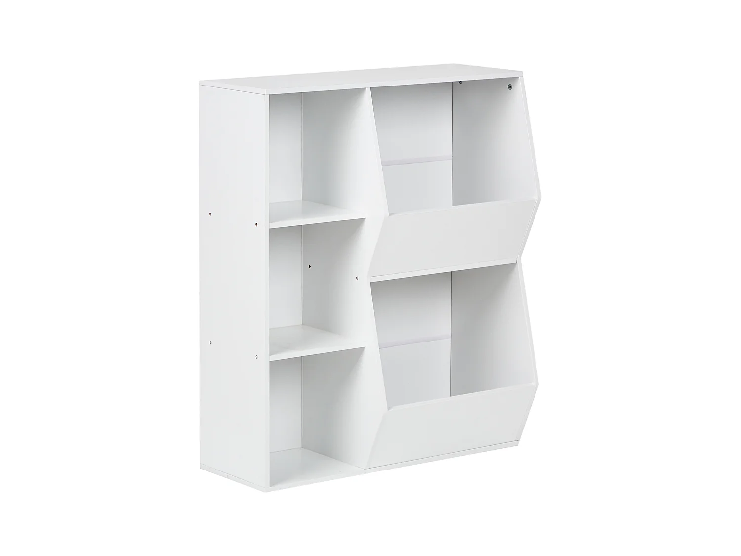 Bücherregal mit 3 Regalebenen Bücherregal Kinderzimmer Spanplatte mit Vliesstoffboxen Weiß Darlot